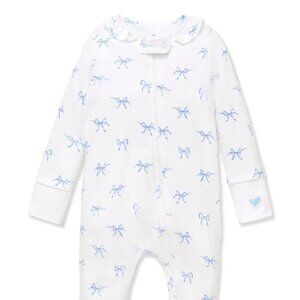 Petite Plume Baby's Pima Ruffle Collar Romper in Something Blue Bows